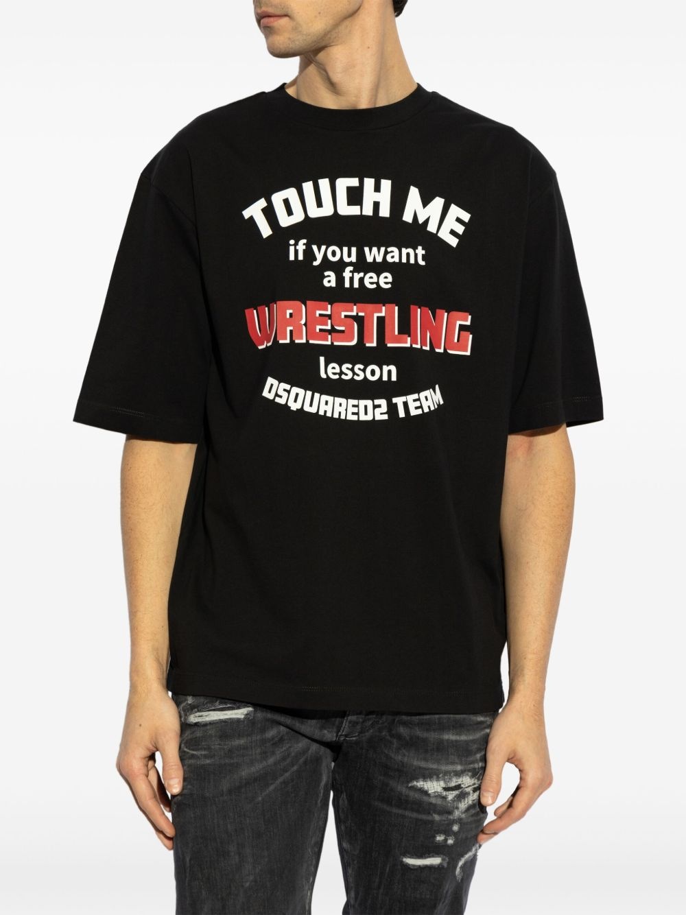 slogan-print cotton t-shirt - 3
