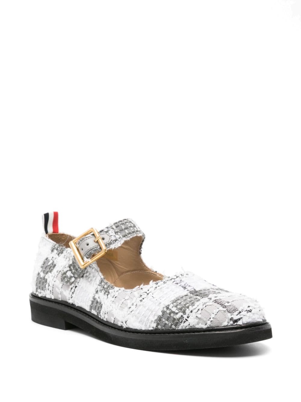 tartan-check tweed ballerina shoes - 2