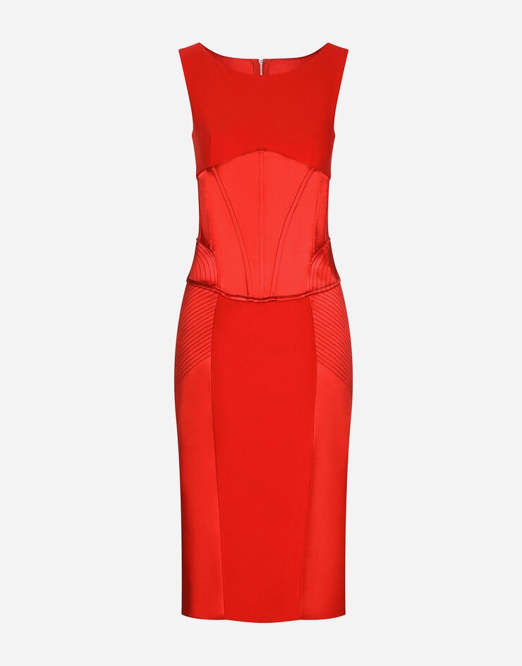 Satin and cady calf-length dress - 3