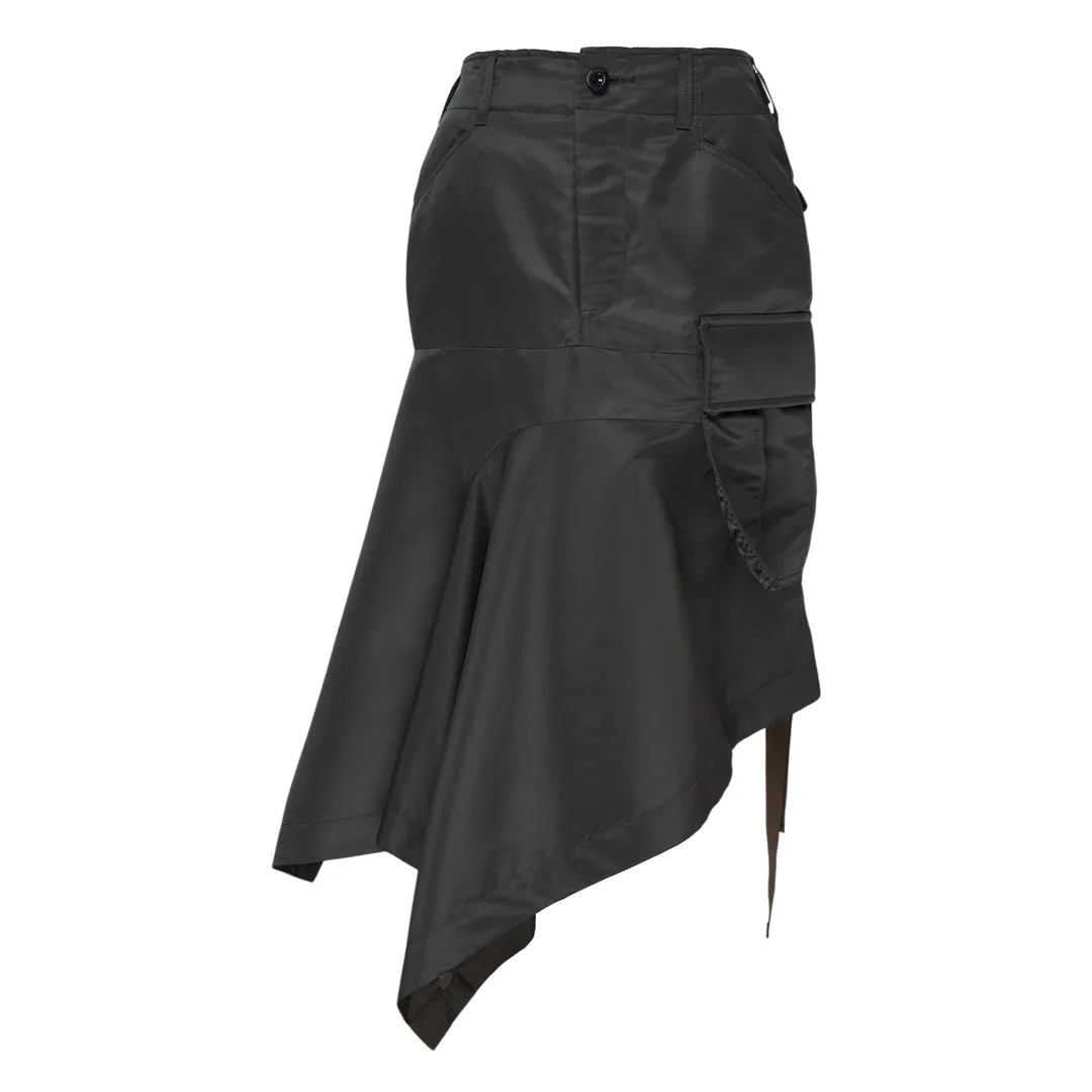 Nylon Twill Asymmetric Cargo Skirt - 1