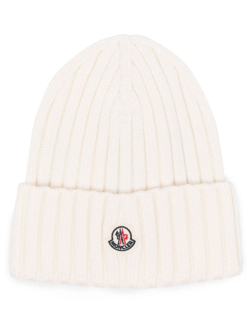 logo-patch ribbed beanie 1
