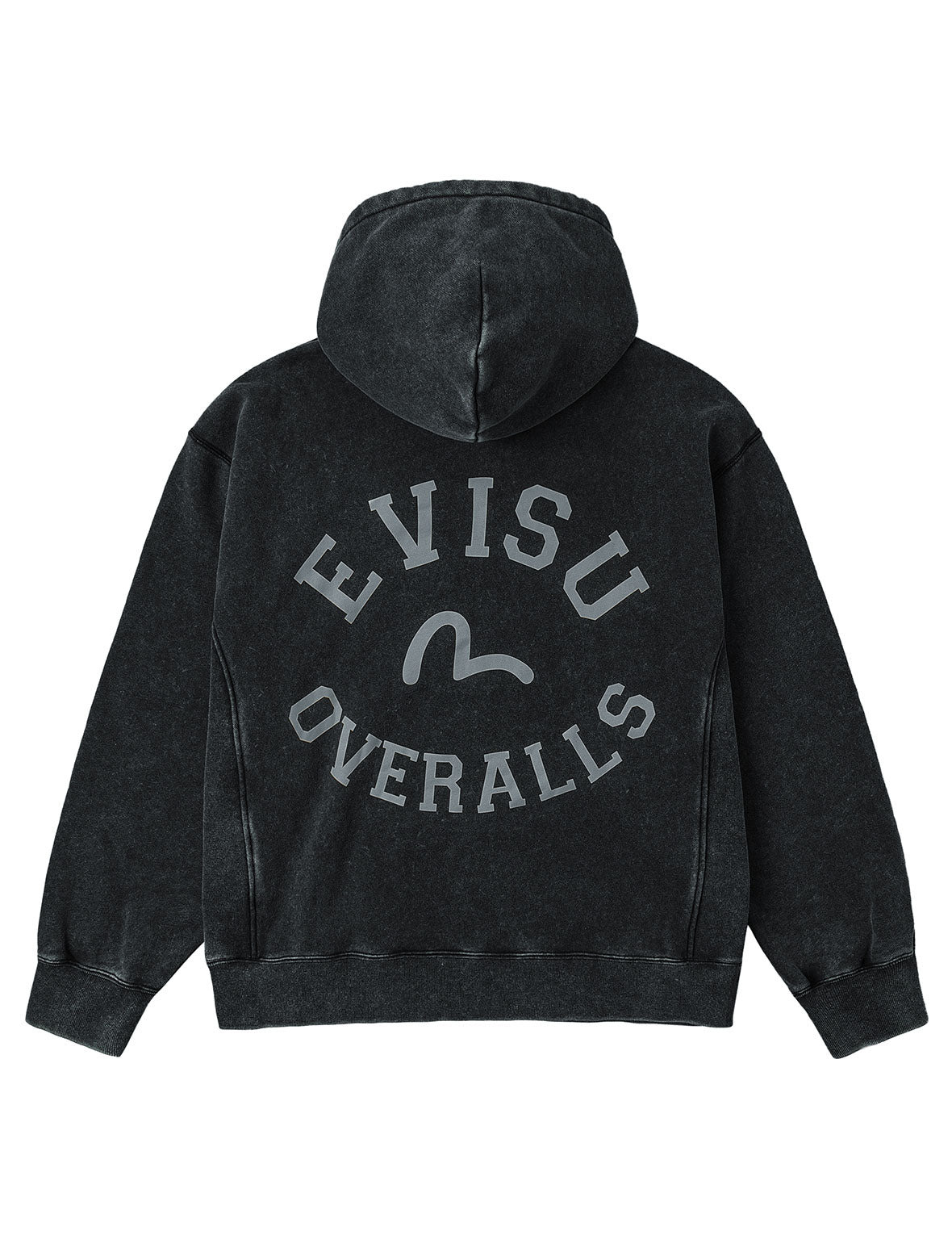 Washed Seagull and Logo Print Relax Fit Hoodie - 12