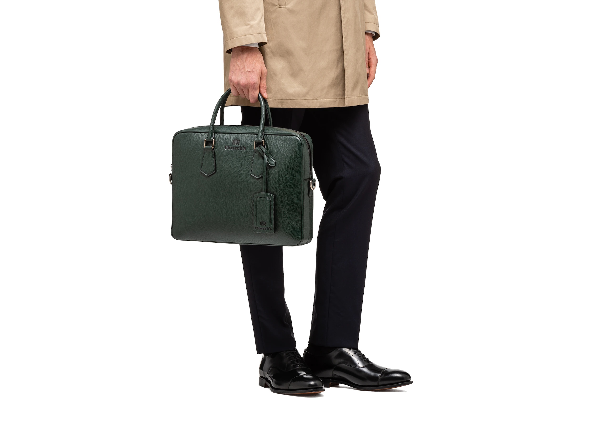 Craven
St James Leather Laptop Bag Emerald - 6