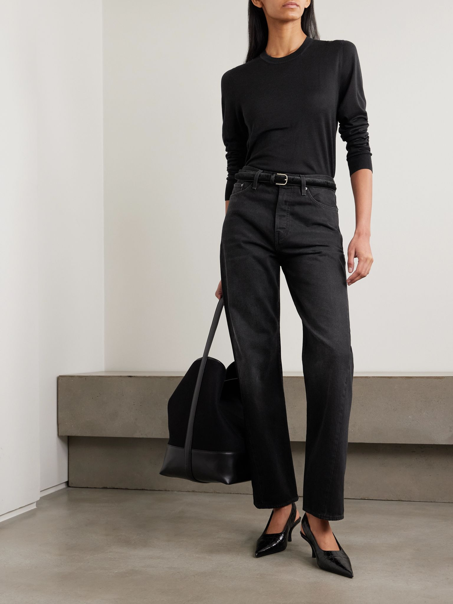 Mid-rise straight-leg organic jeans Black - 2