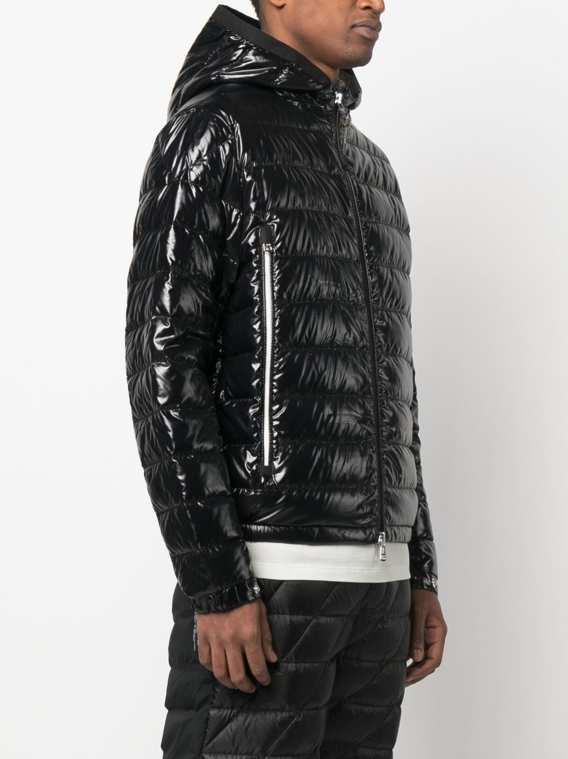 Black Galion Hooded Quilted Down Jacket - 3