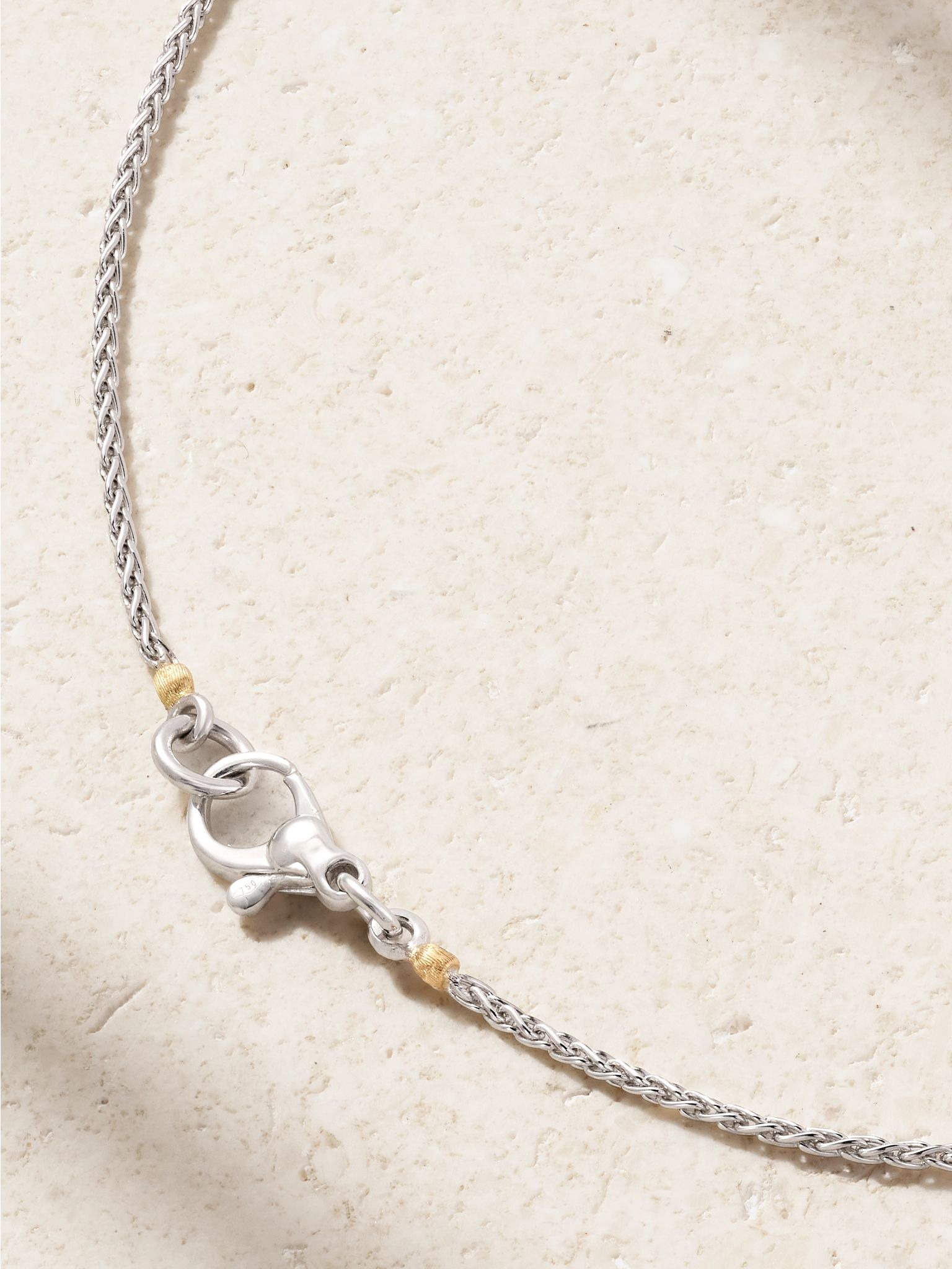14-karat white and yellow gold diamond and sapphire necklace Pink - 3