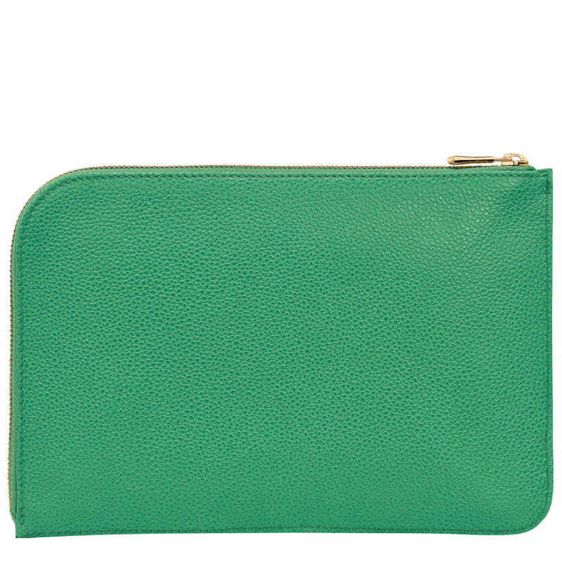 Longchamp Le Foulonné Pouch Green - Leather outlook
