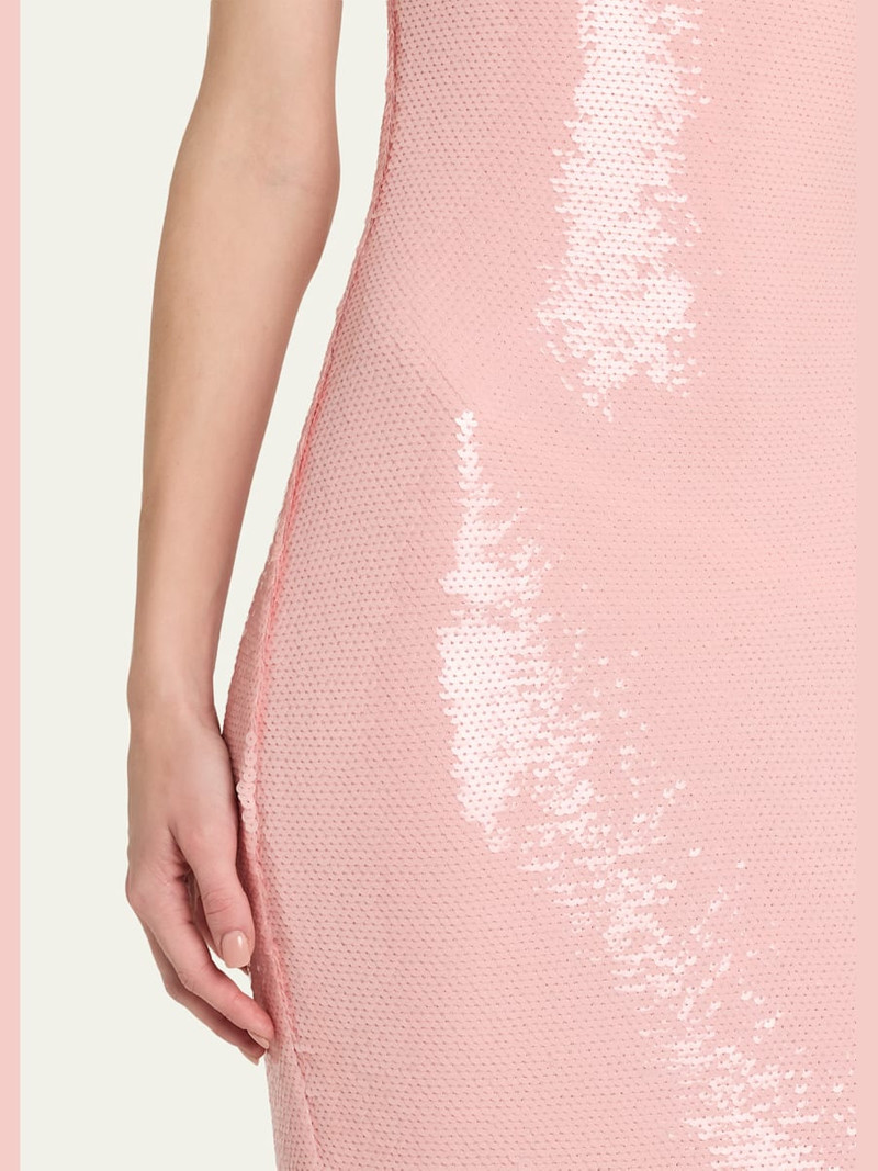 Isis Scoop-Neck Sequin Column Gown 5