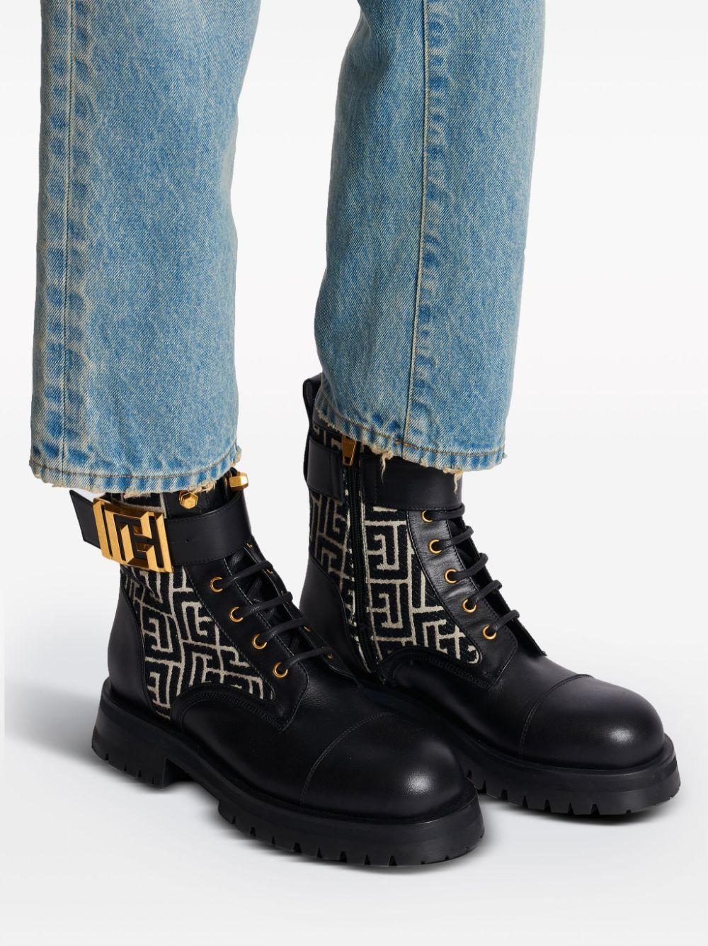 Charlie monogram-jacquard leather boots - 6