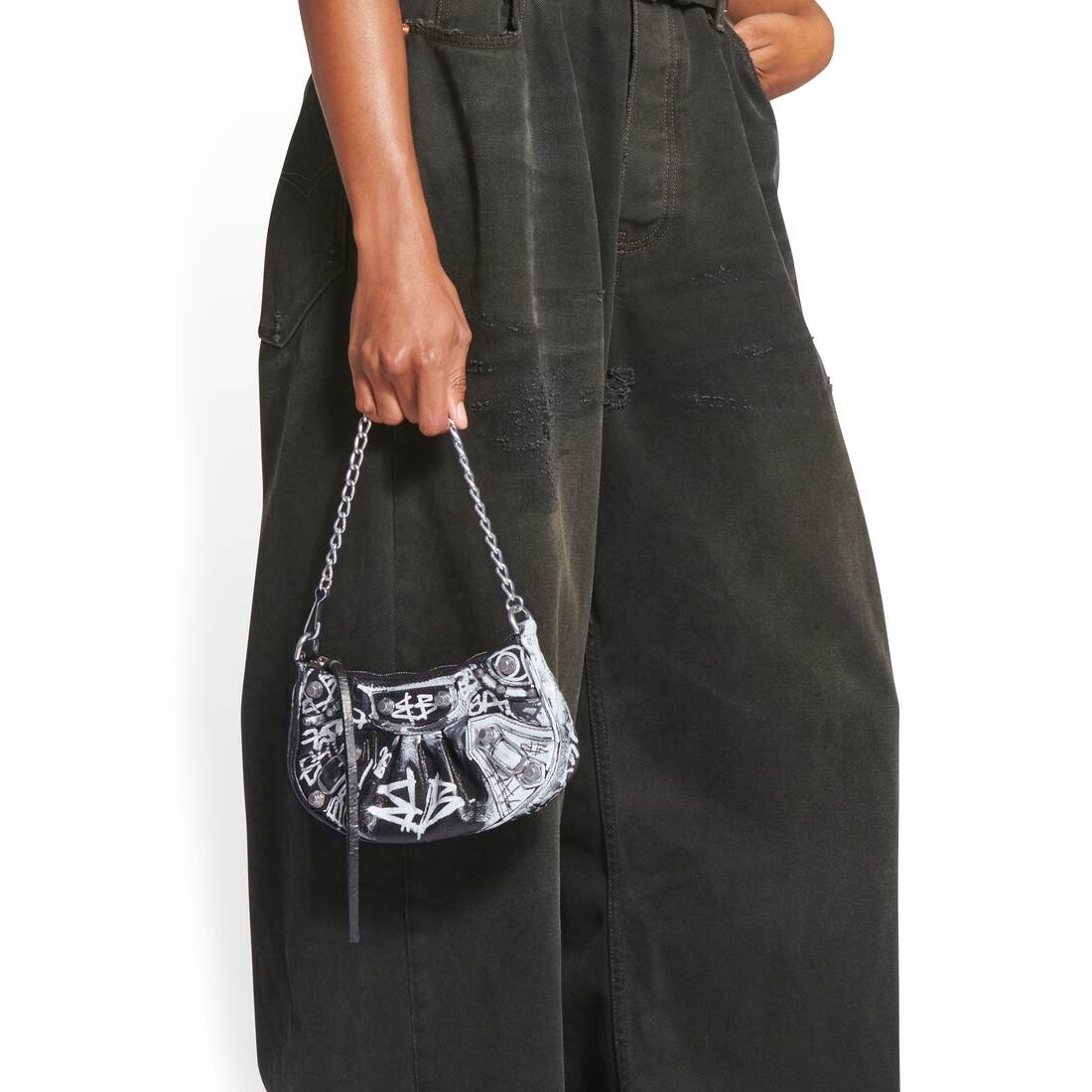 le cagole mini purse with chain graffiti - 3