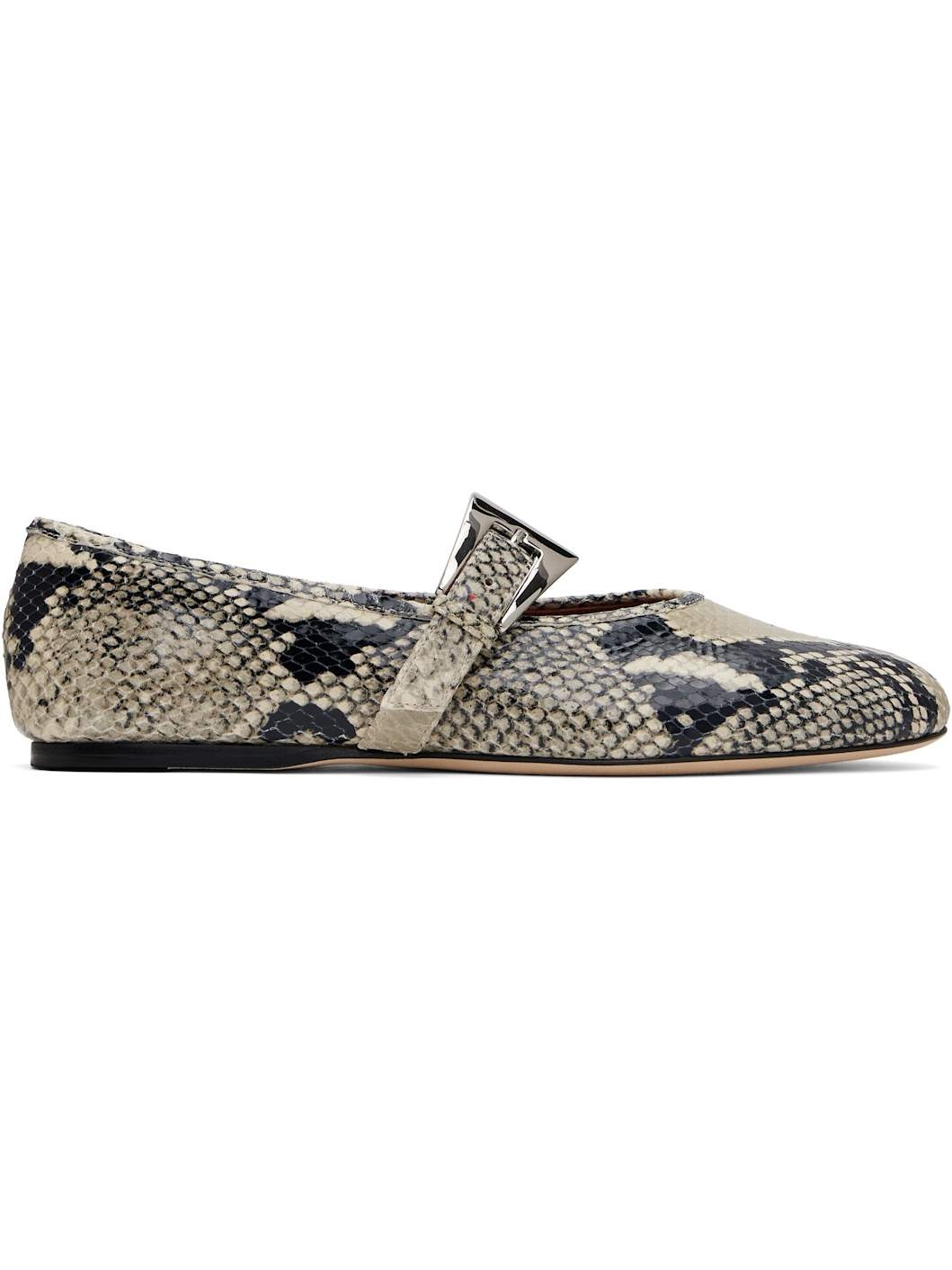 Black & White Sveva Buckle Ballerina Flats - 1