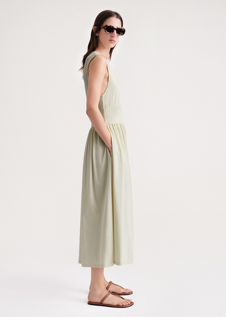 Sleeveless cotton tee dress pale sage - 3