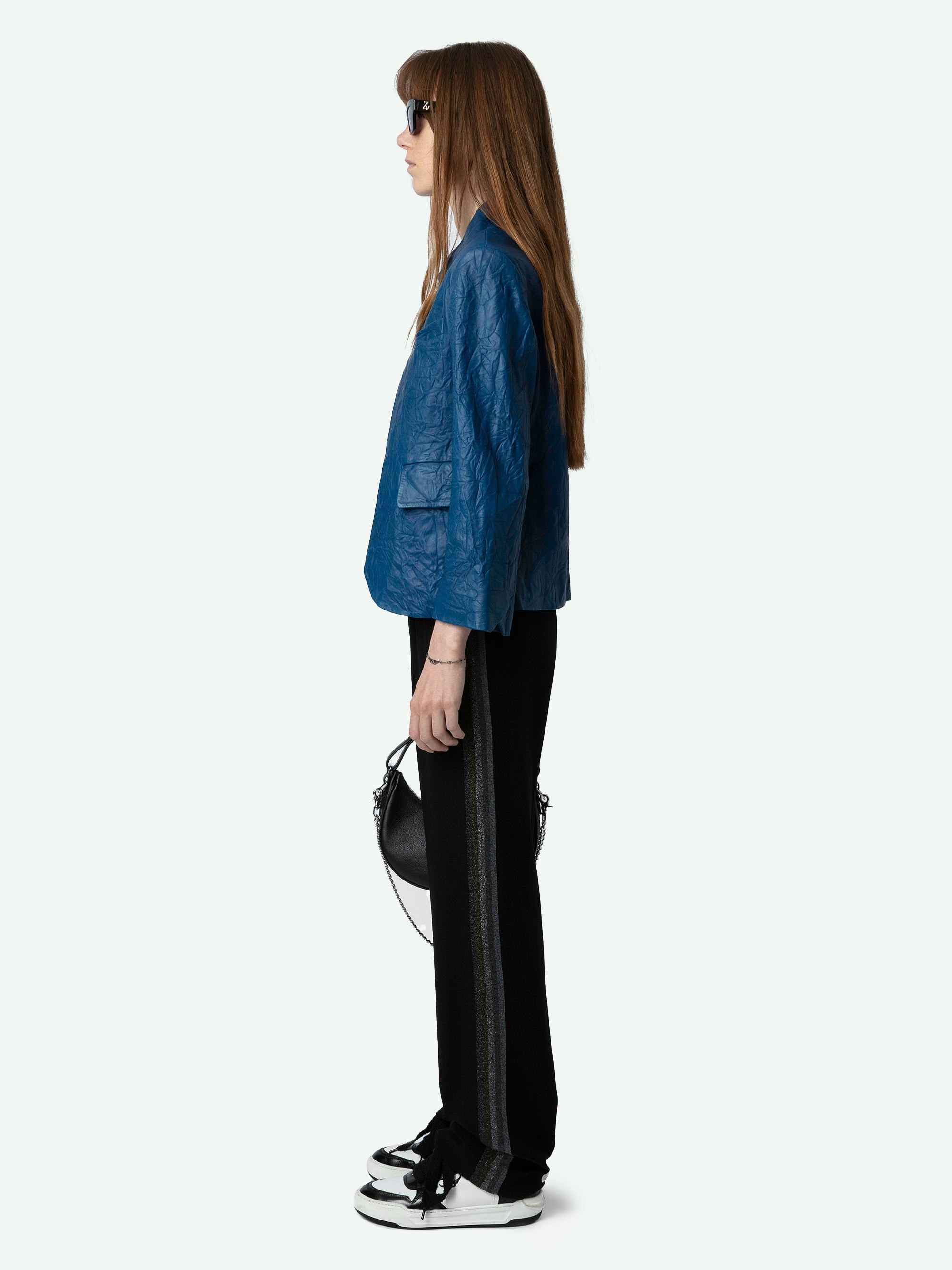 Verys Crinkled Leather Blazer - 4