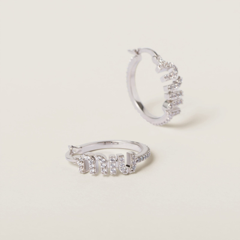 Metal earrings with artificial crystals 3