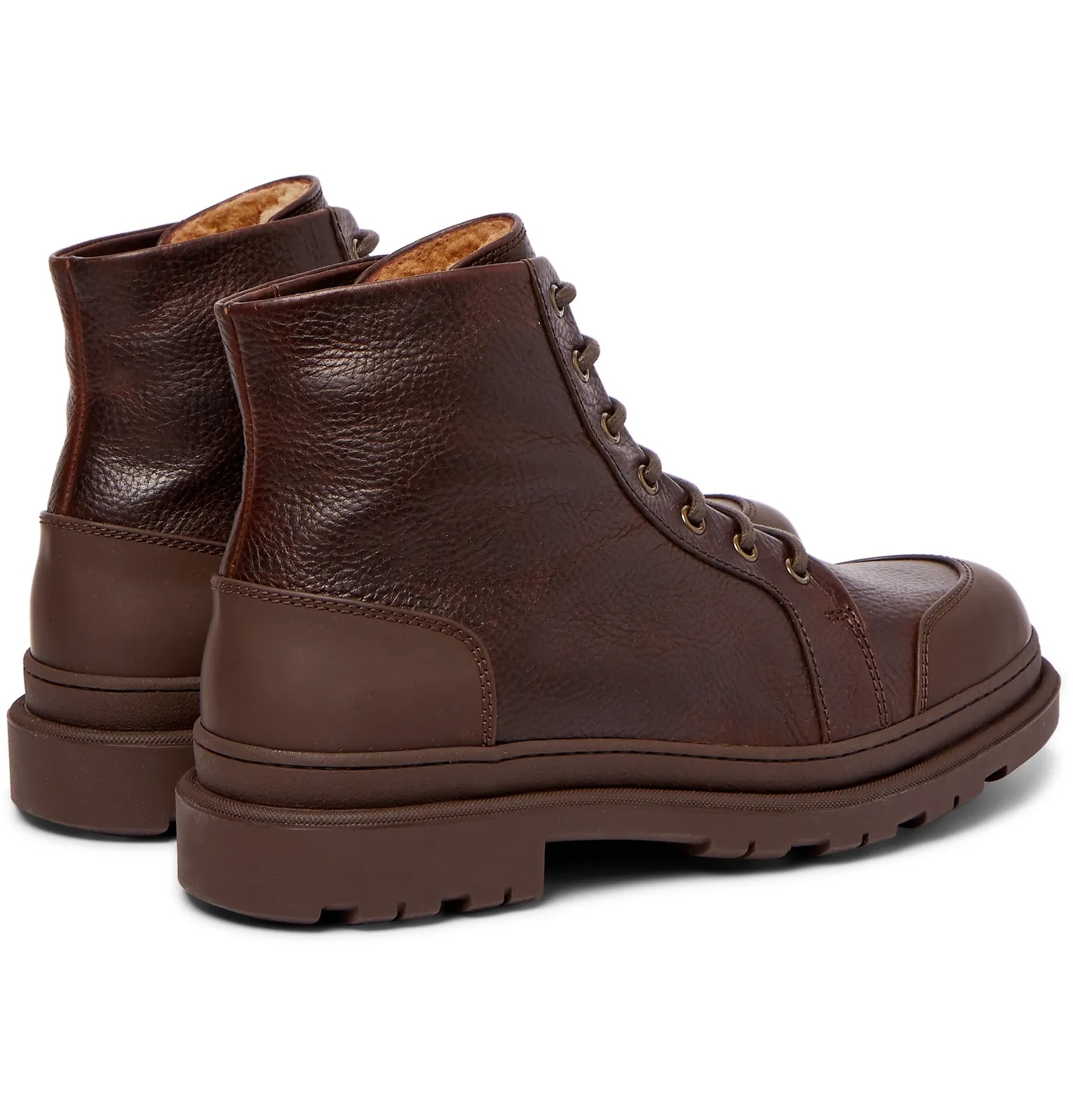 Shearling-Lined Leather and Nubuck Boots - 3