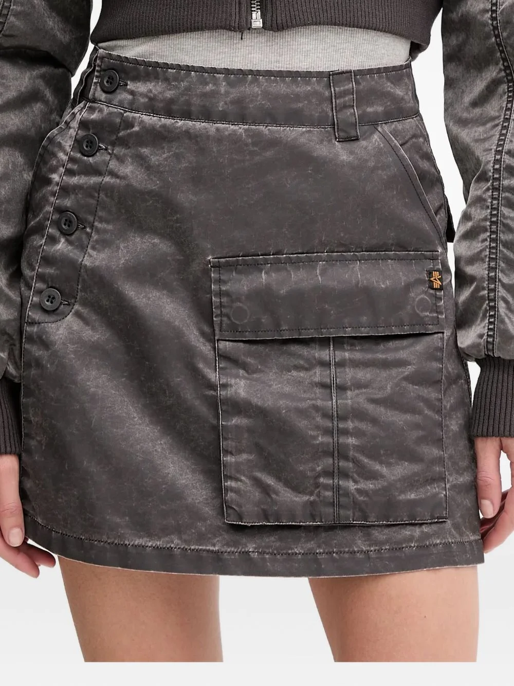 button-fastening cargo skirt - 1