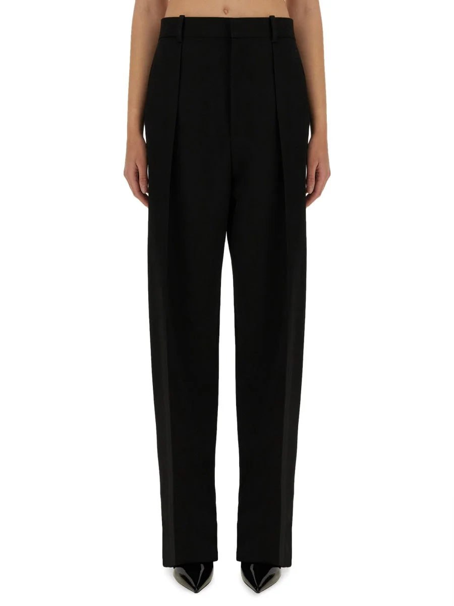 BOTTEGA VENETA Wool and Cotton-blend Twill Wide-leg Pants - 1