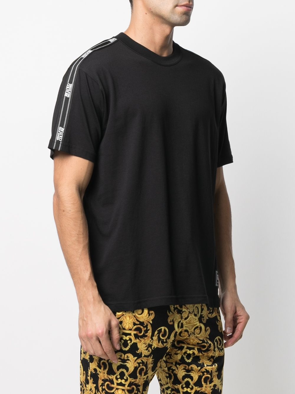 logo-tape sleeve T-shirt - 3