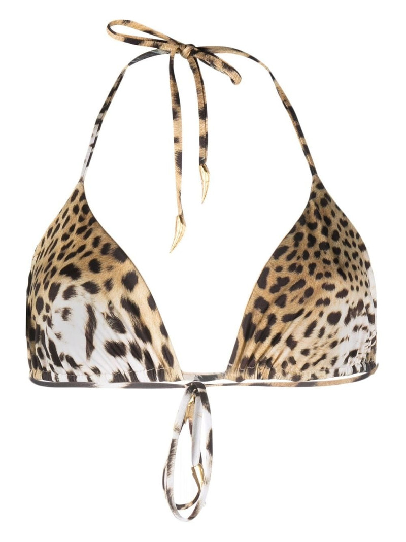 Roberto Cavalli illustration-print halterneck bikini top outlook