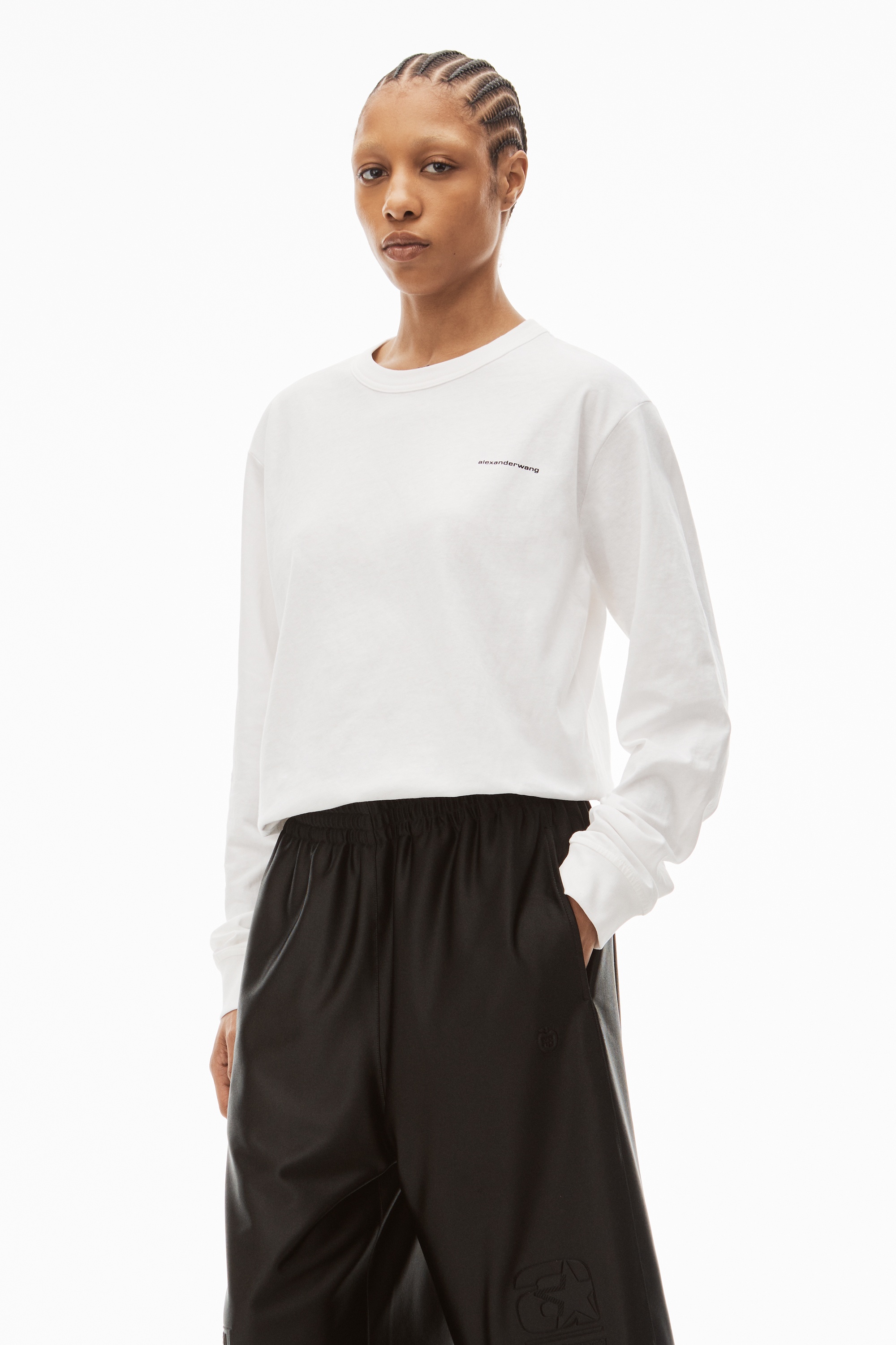 Alexander Wang LONG-SLEEVE TEE IN HIGH TWIST JERSEY | REVERSIBLE