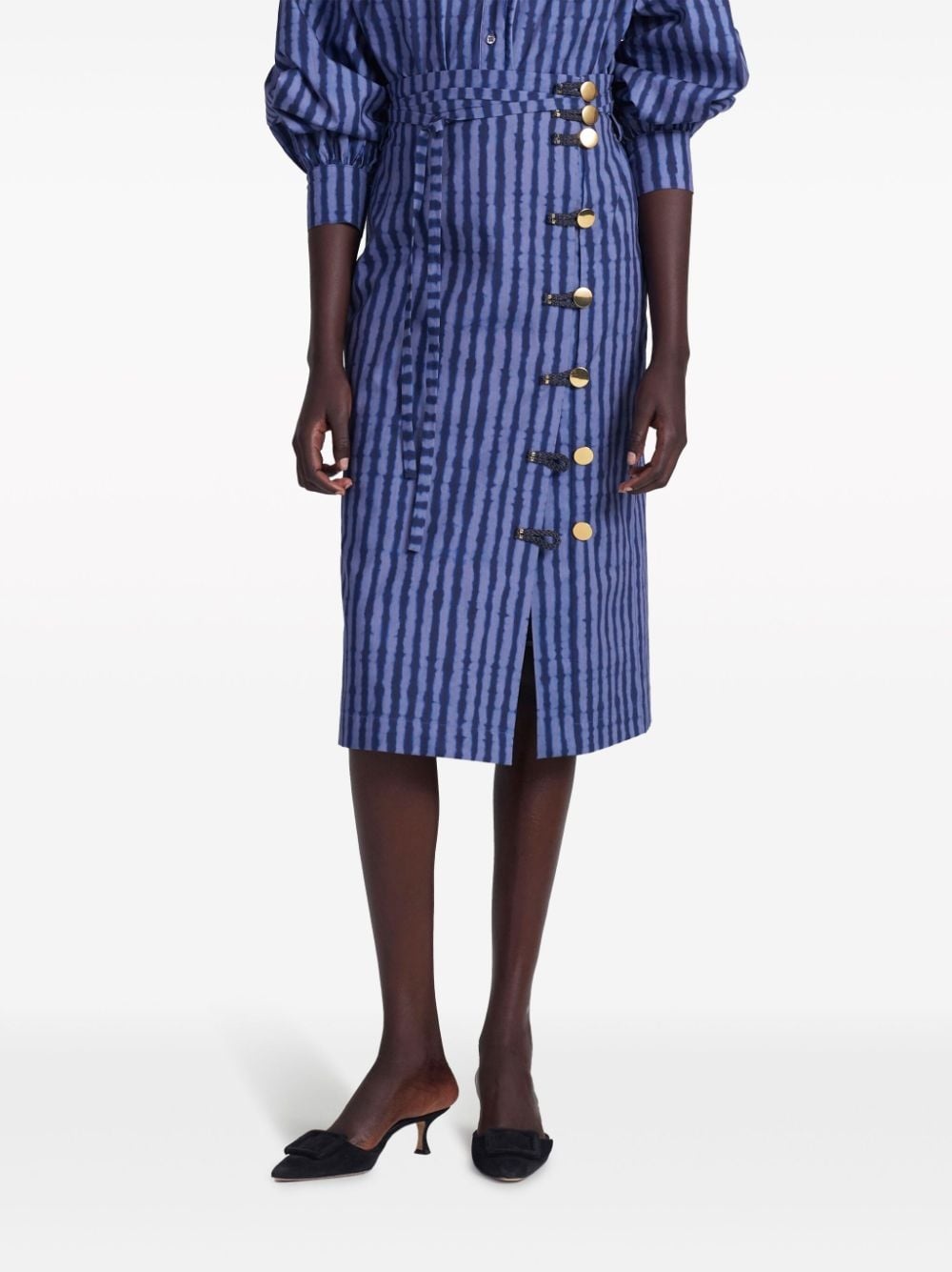 Hiroki striped midi skirt - 3