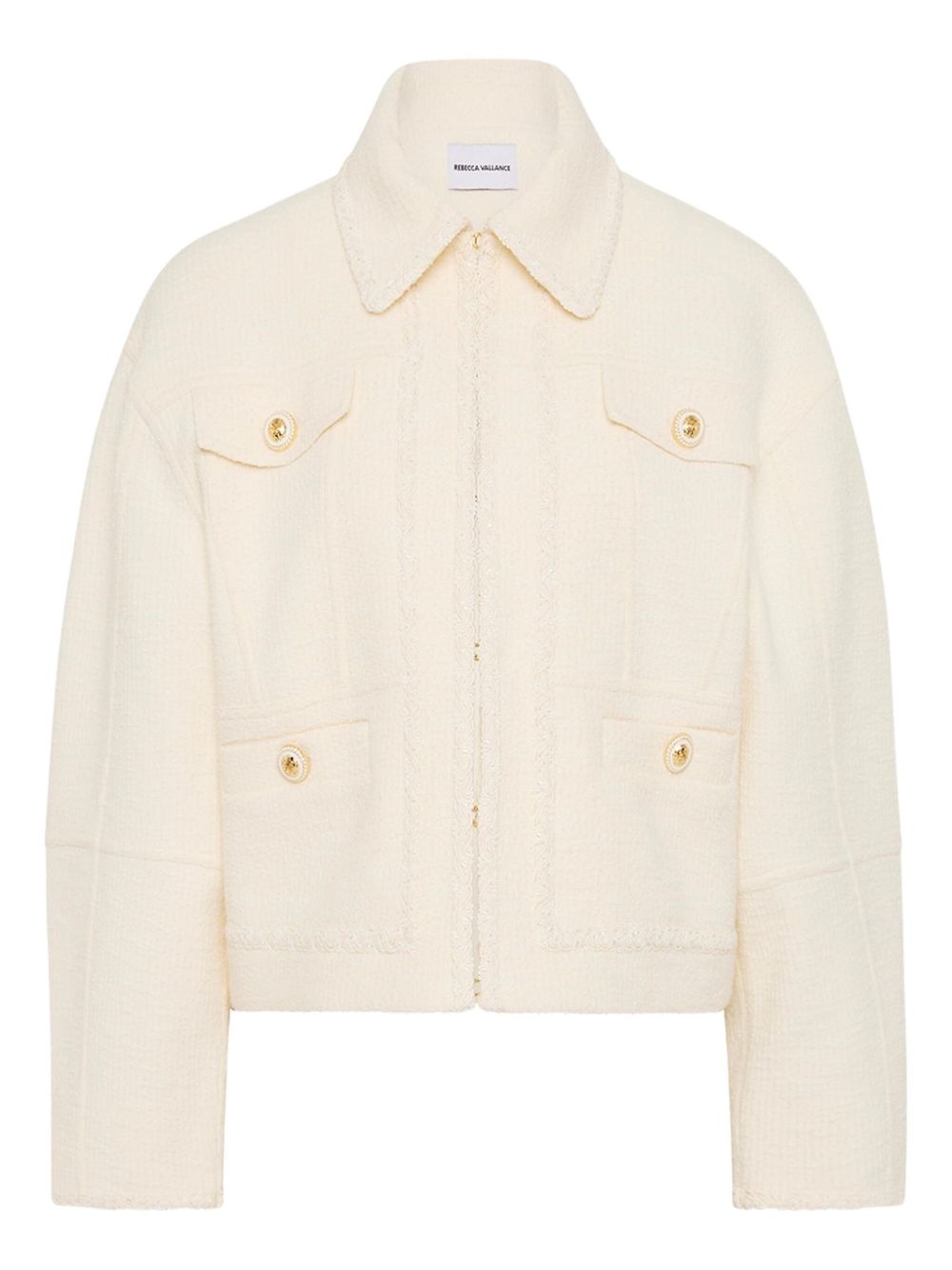 bouclé button-up jacket - 1