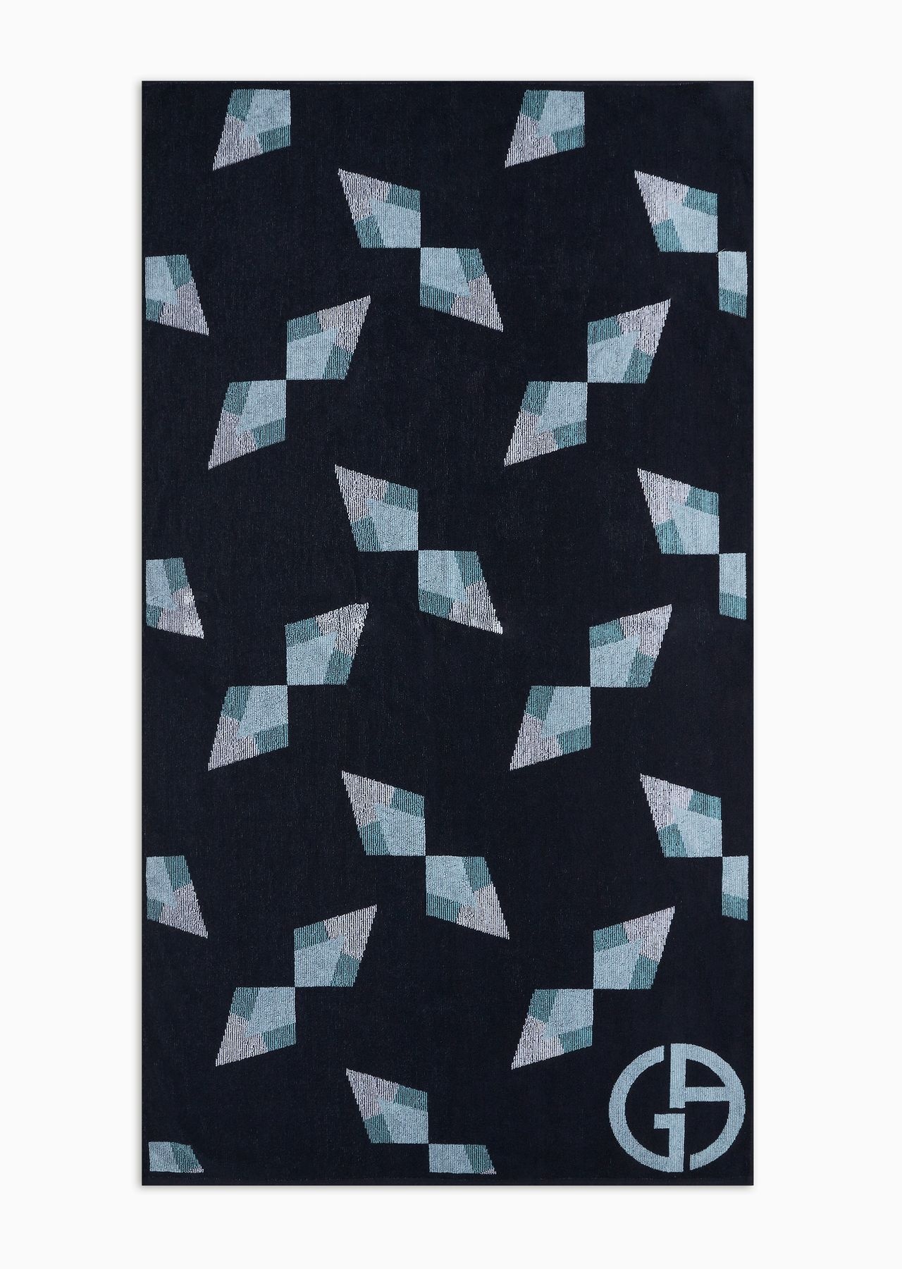 Cotton terry beach towel with a jacquard geometric motif - 2