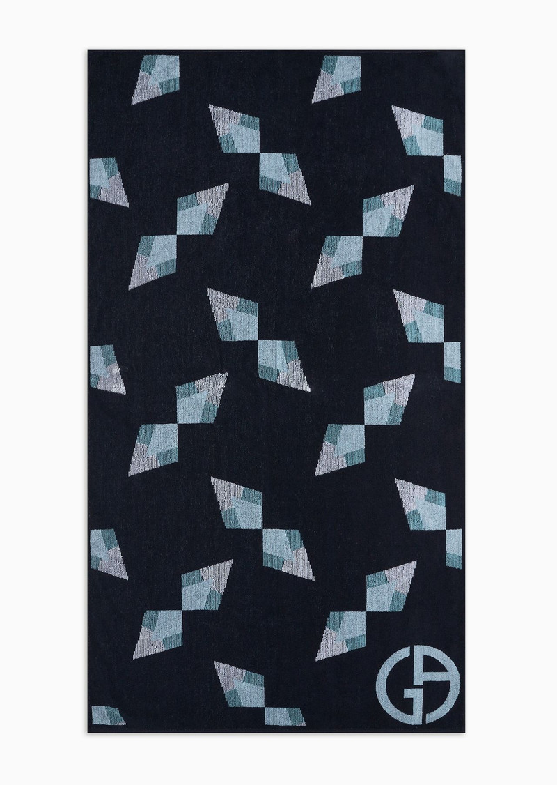 GIORGIO ARMANI Cotton terry beach towel with a jacquard geometric motif outlook