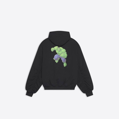 BALENCIAGA Men's Hulk©2021marvel Padded Bomber Hoodie in Black outlook