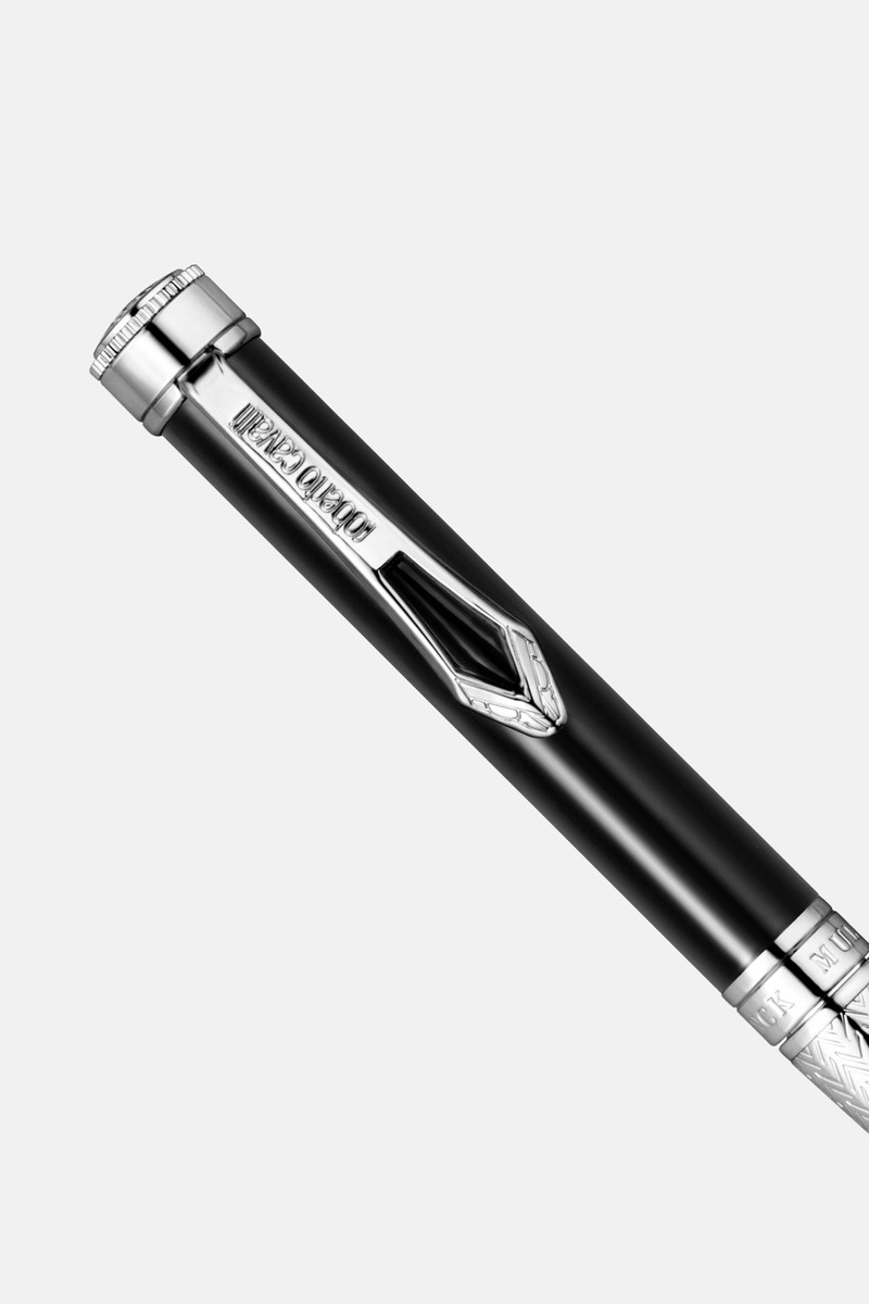 Roberto Cavalli Roberto Cavalli Lacquer Ballpoint Pen, Silver Color & Black Lacquer outlook