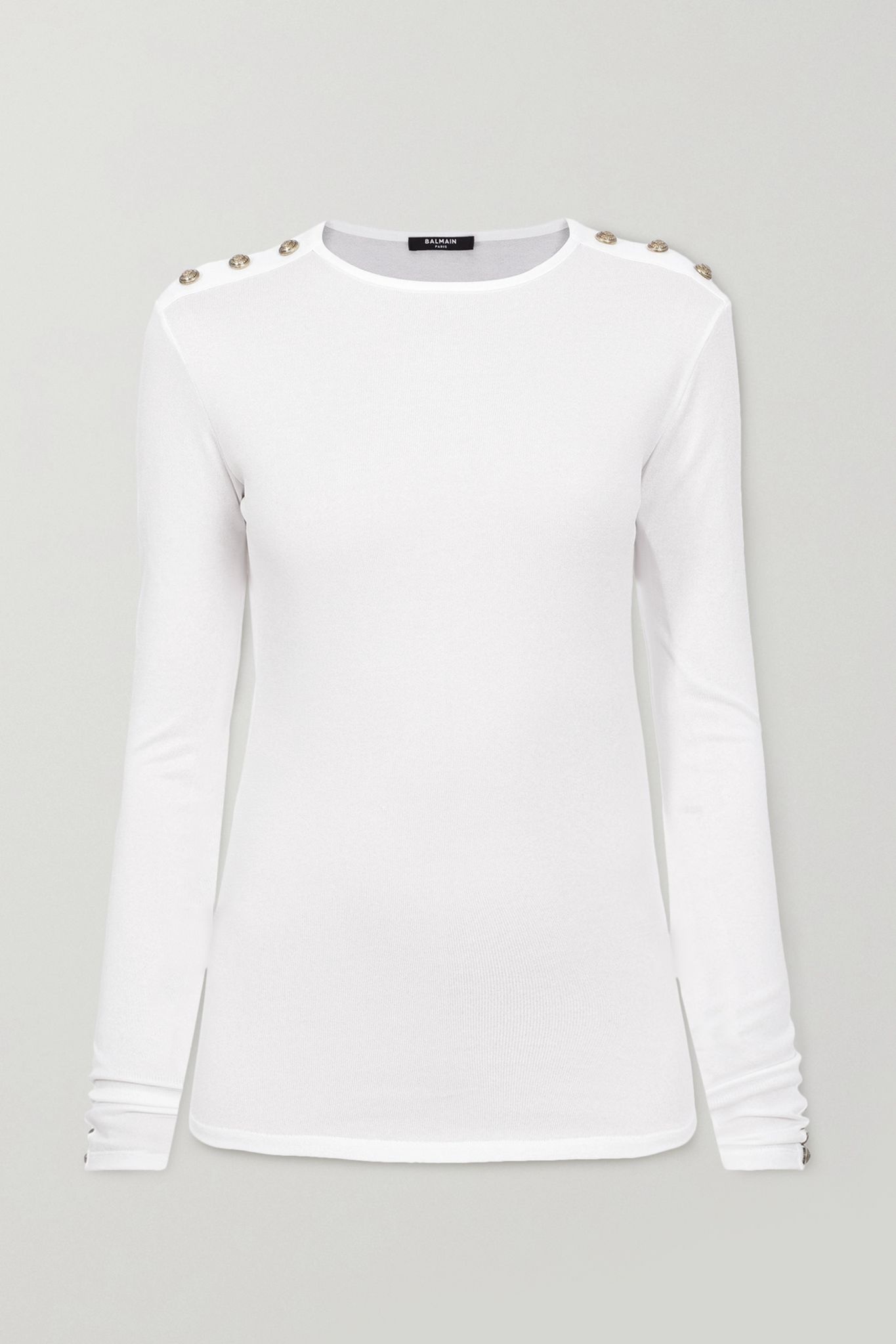 Button-embellished stretch-jersey top - 1