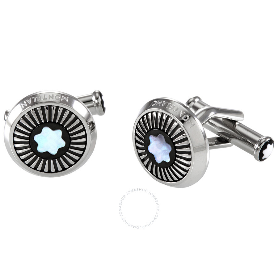 Montblanc Iconic Round Star Cufflinks Mother Of Pearl Rays - 2