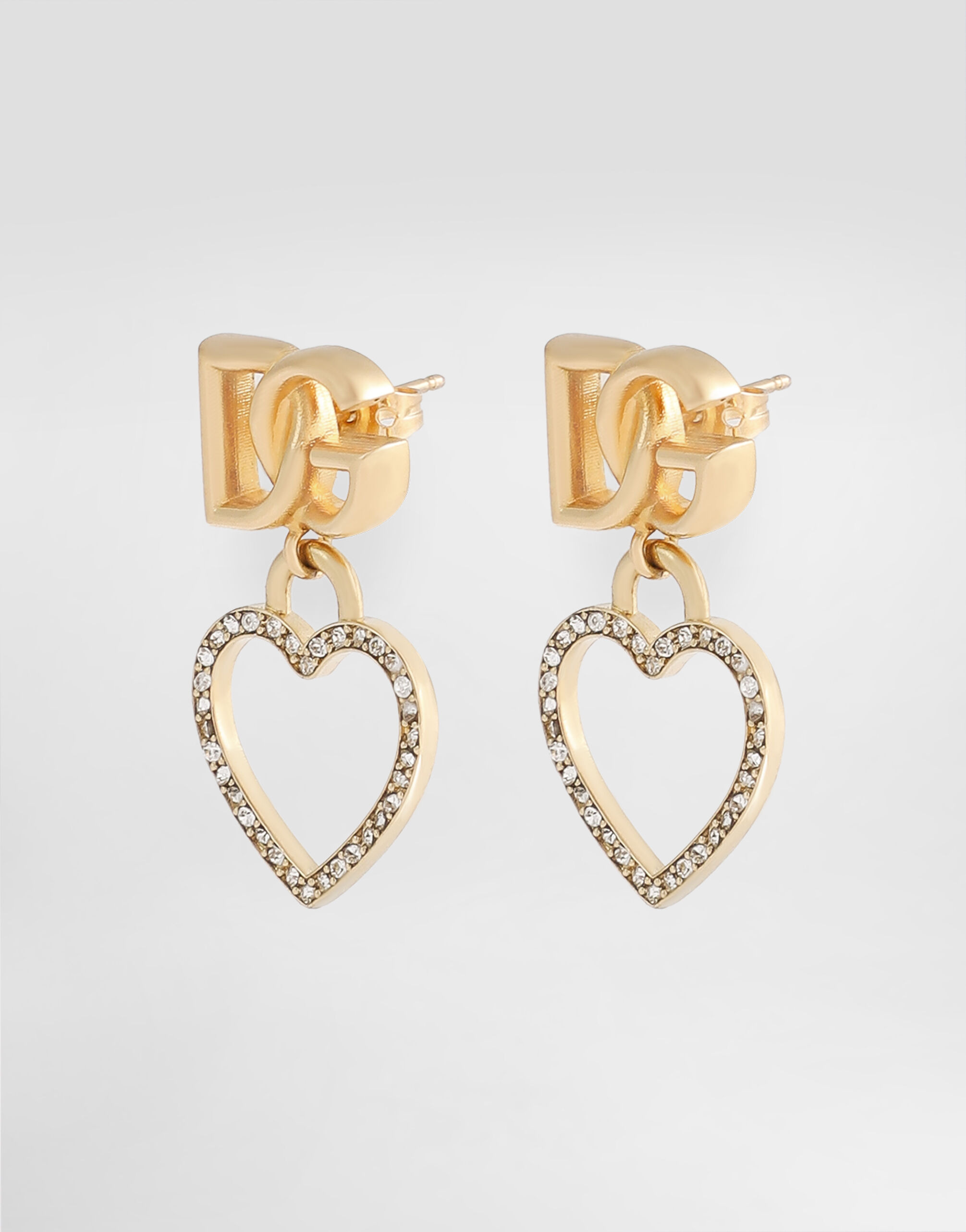 DG logo and heart stud earrings - 3