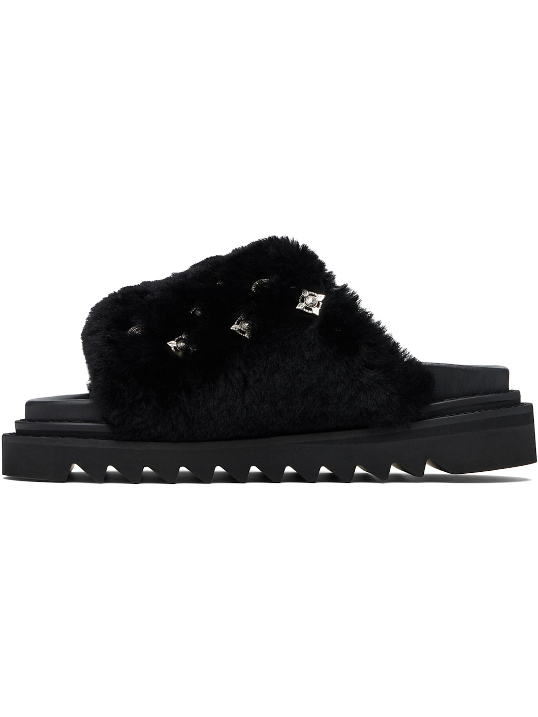 Black Shearling Sandals - 3