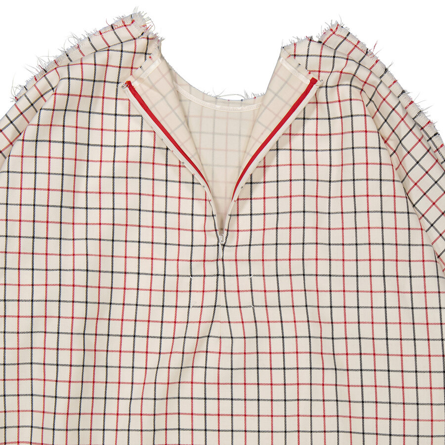 Maison Margiela Ladies Ecru All-Over Checkered Shirt Dress - 8
