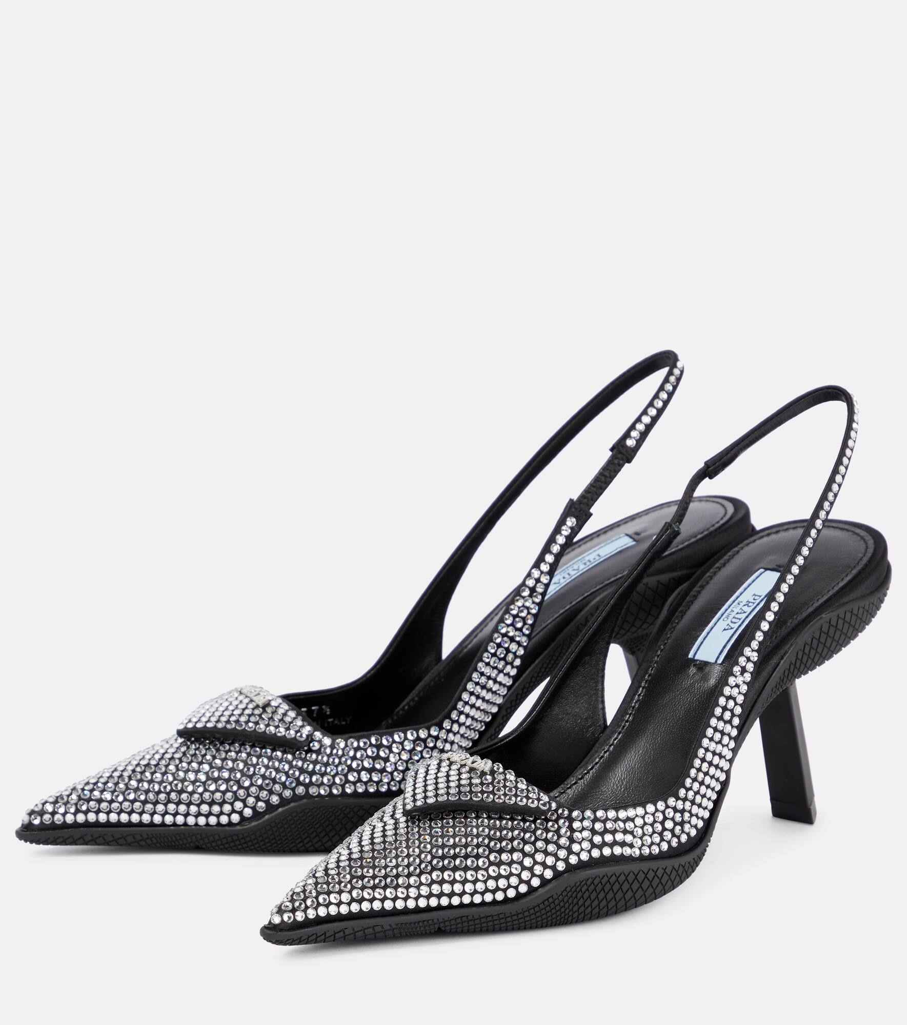 Crystal-embellished slingback pumps - 5