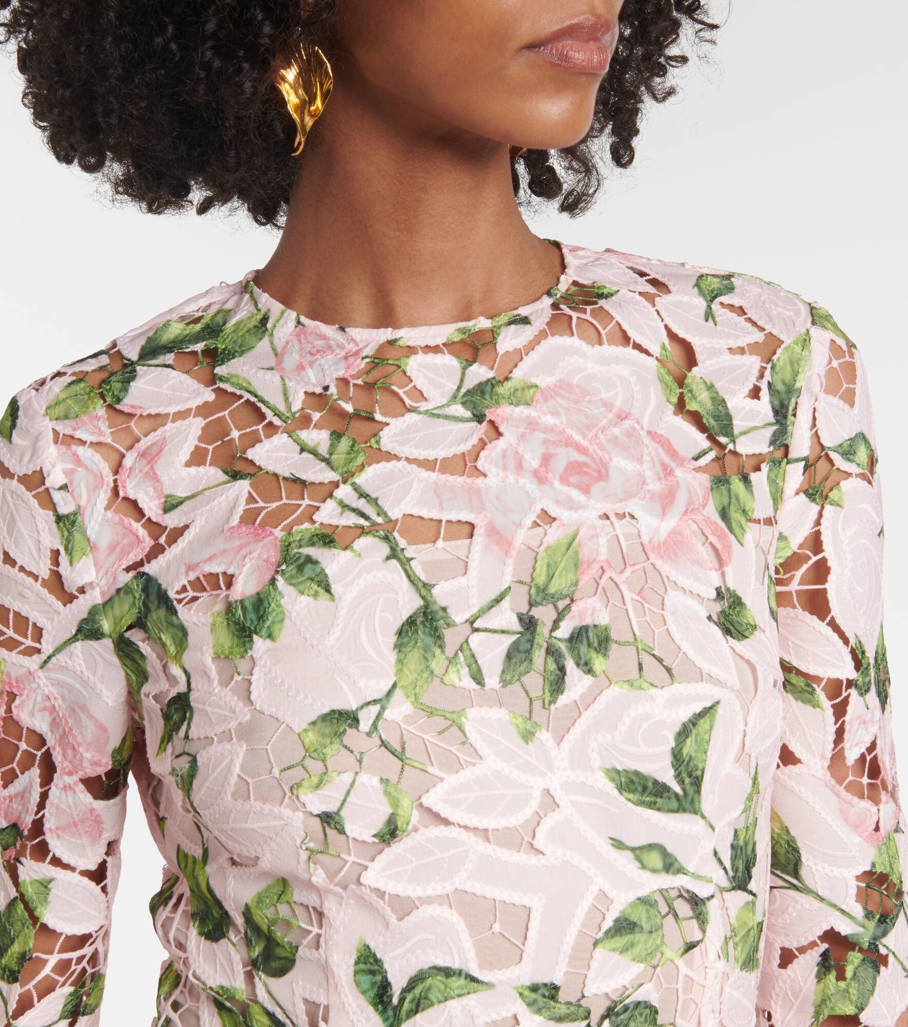 Floral guipure lace maxi dress - 4