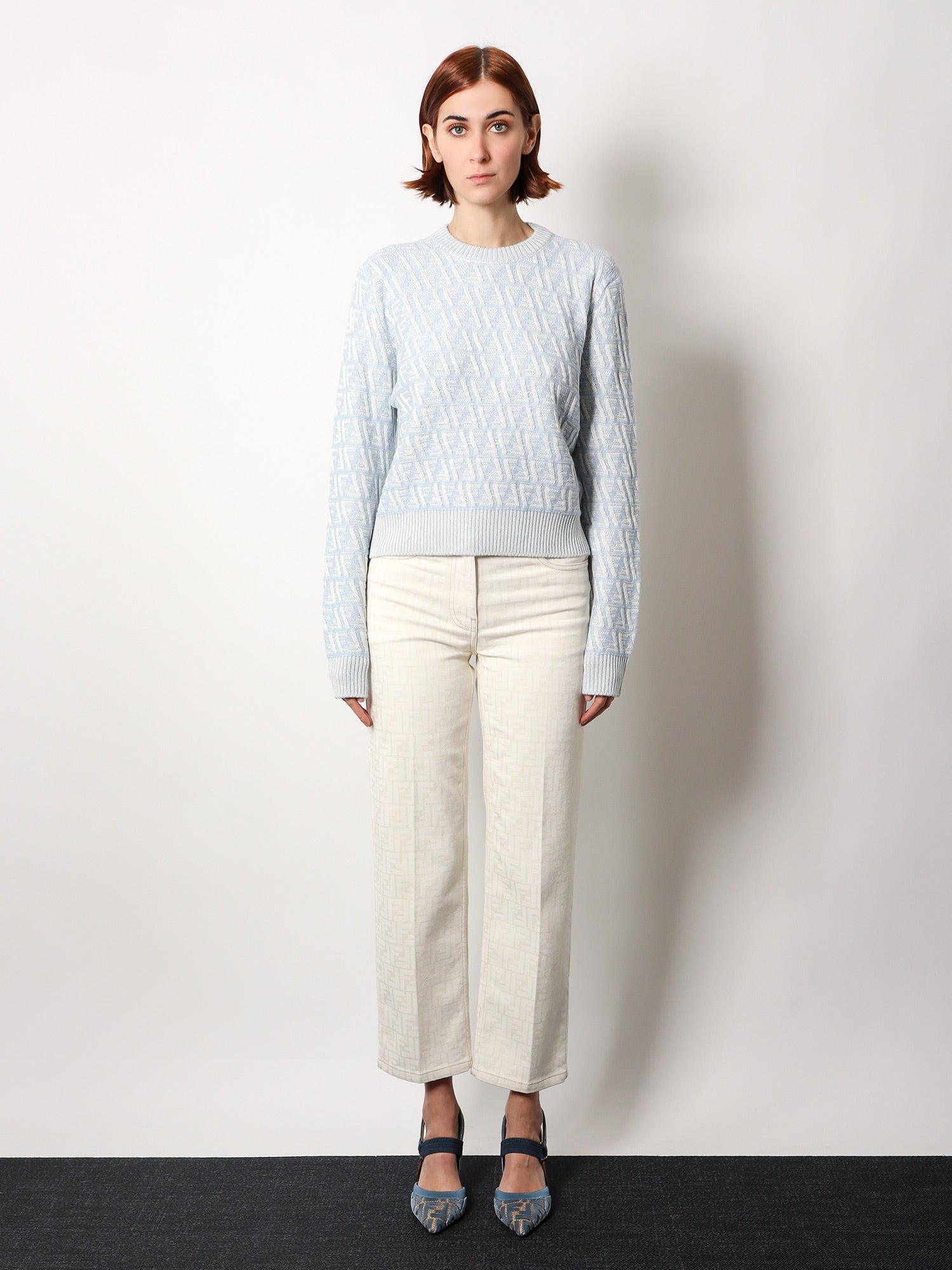 Fendi Ff Wool And Cashmere Crop Sweater - 3