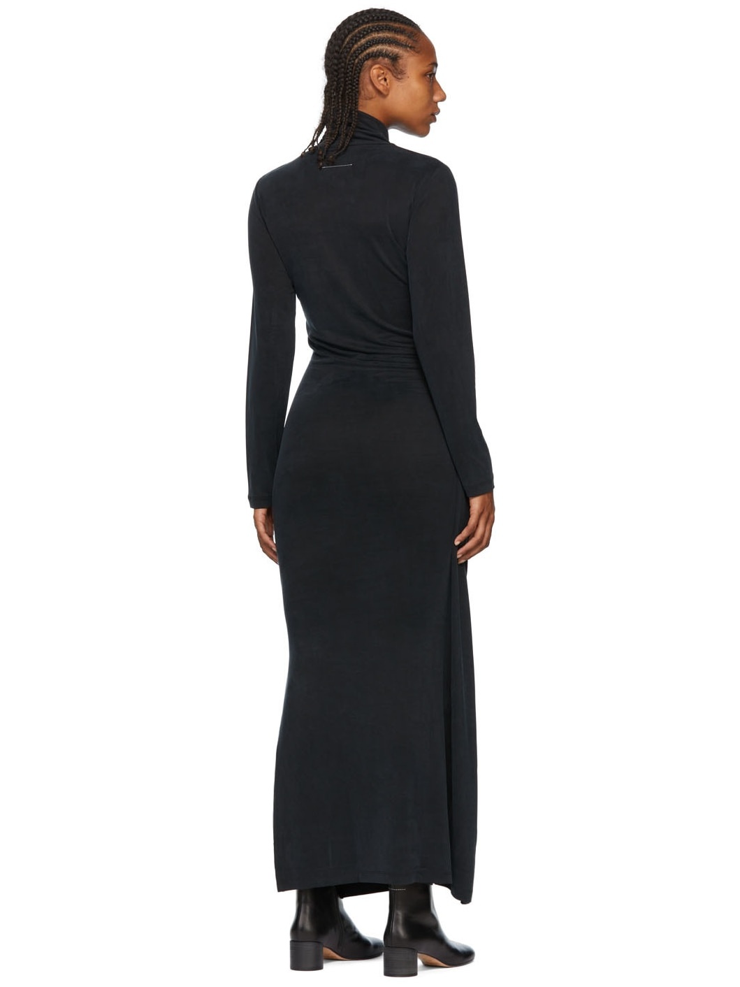 Black Turtleneck Long Dress - 3