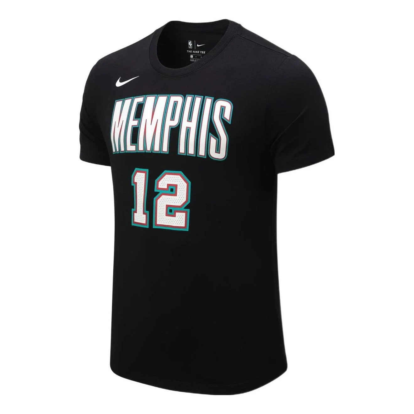 Nike NBA Memphis Gray Memphis Grizzlies Morant No. 12 Casual Breathable Sports Short Sleeve Black CT - 1