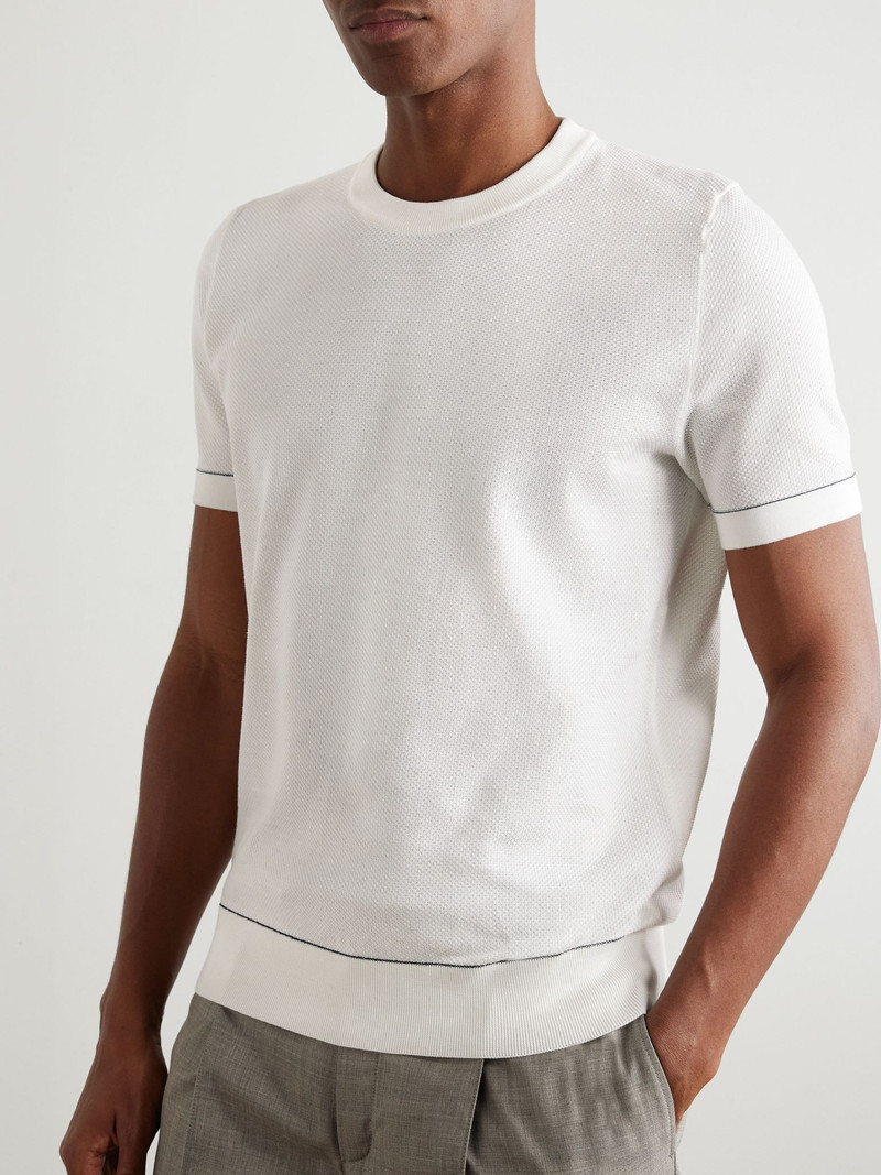 Slim-Fit Sea Island Cotton-Piqué T-Shirt White 3