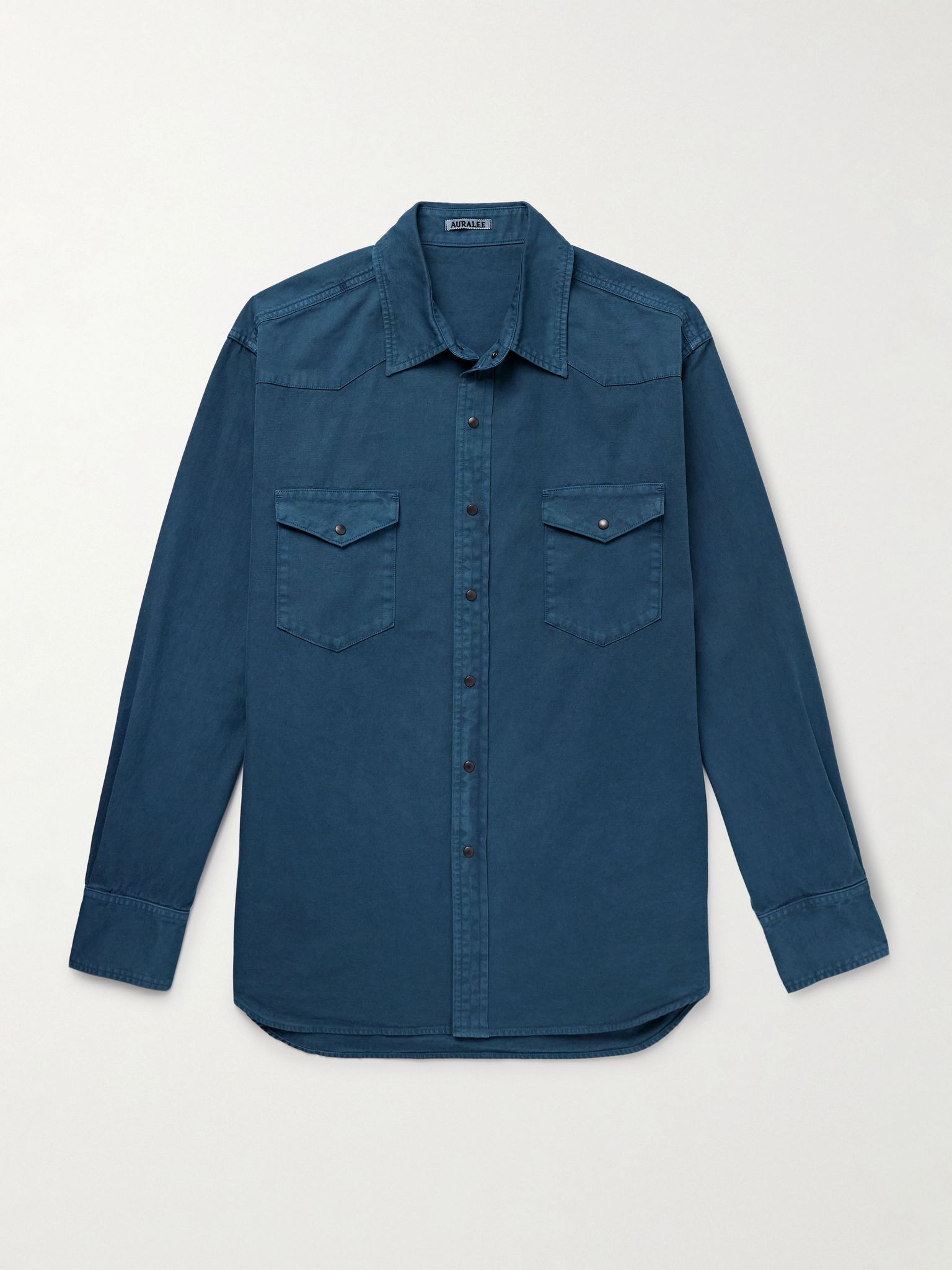 Cotton-Twill Western Shirt Navy - 1
