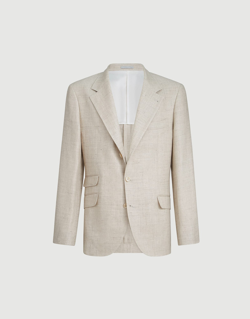 Silk, linen and wool hopsack deconstructed Cavallo blazer 1