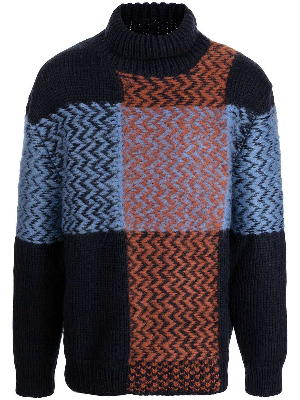 exploded woven check intarsia-knit jumper - 1