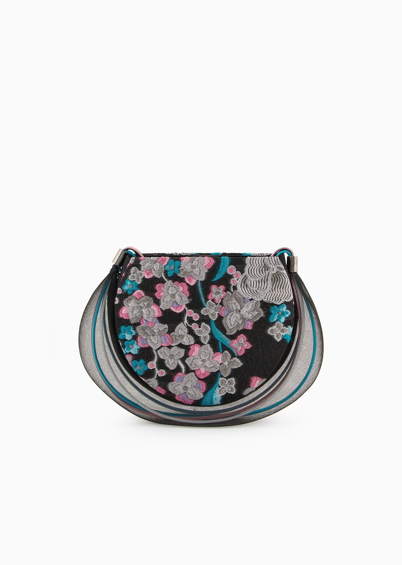 Velvet clutch bag with trailing floral embroidery and crinoline - 3