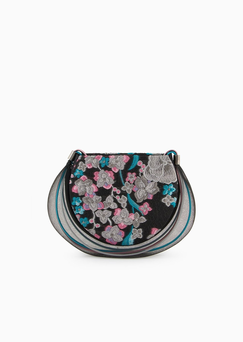 Velvet clutch bag with trailing floral embroidery and crinoline 3