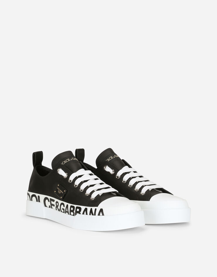 Calfskin Portofino light sneakers with logo-detailed plate and logo print - 2