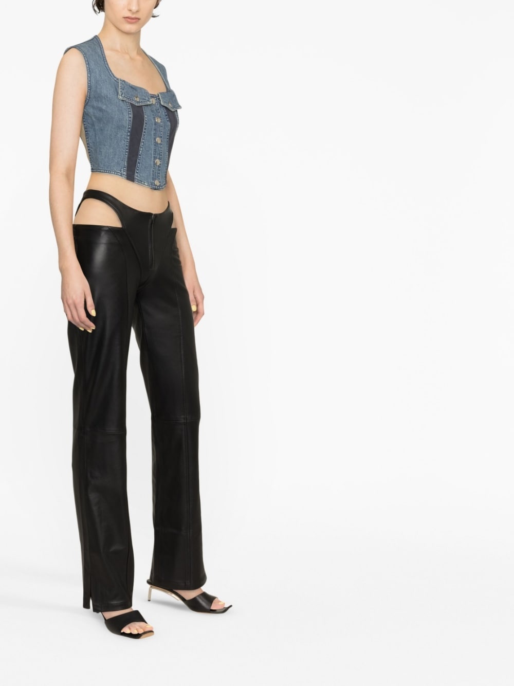cut-out leather trousers - 2