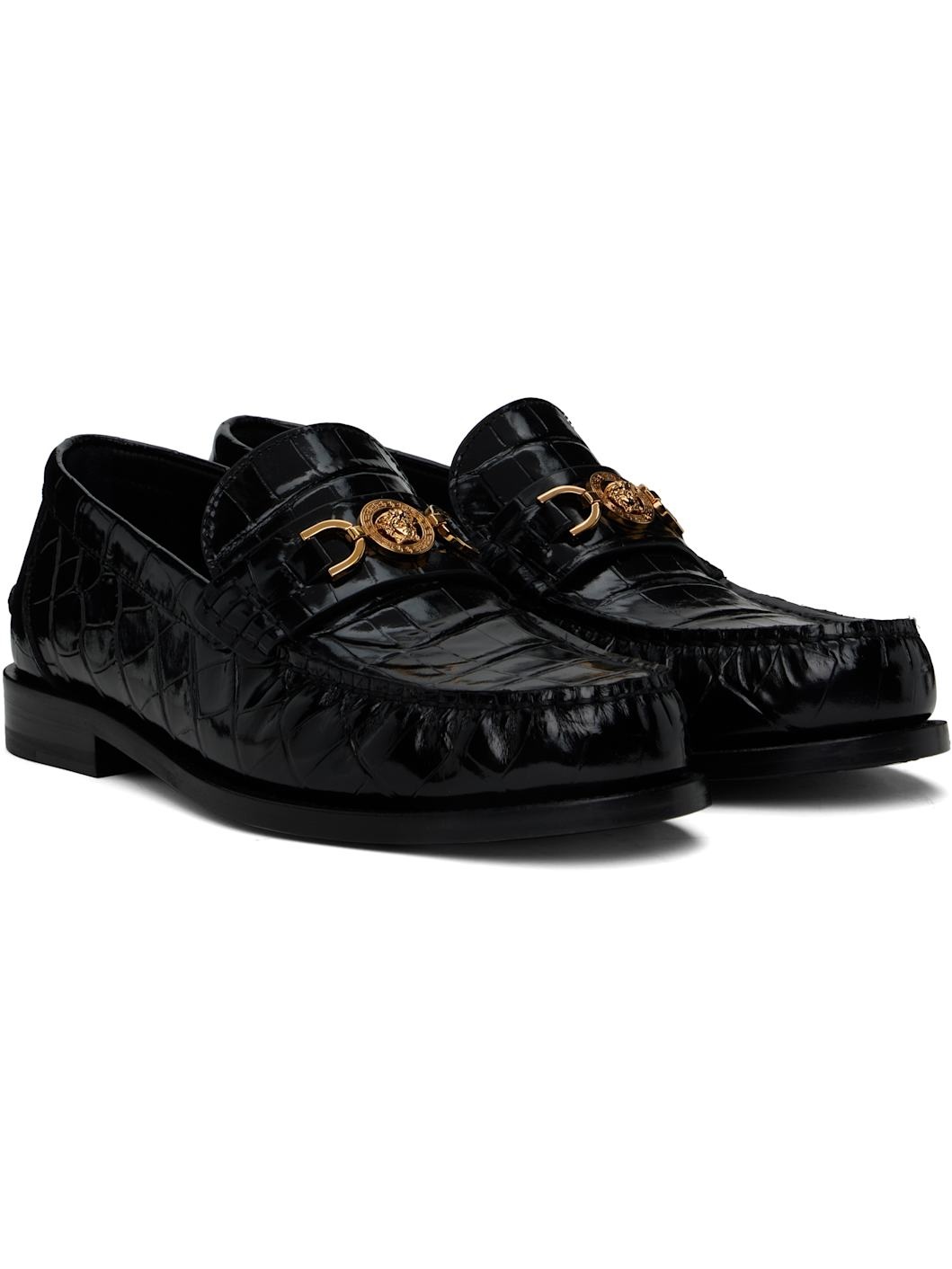 Black Croc-Effect Medusa '95 Loafers - 4