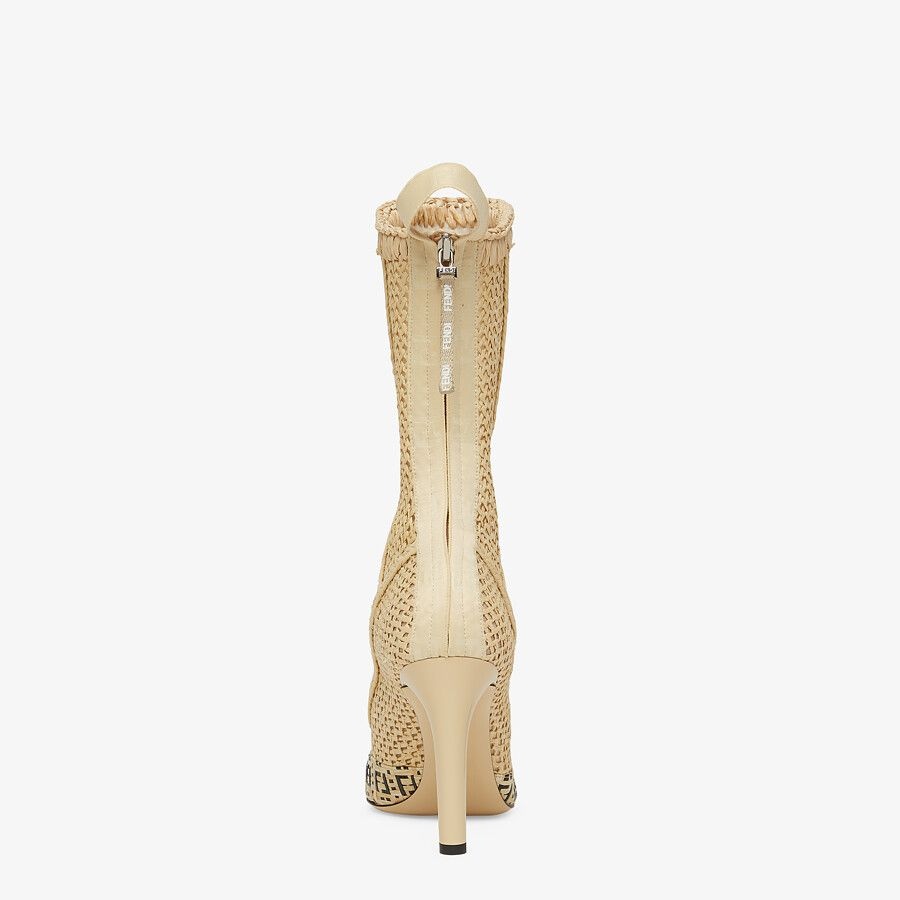 Beige raffia ankle boots - 3